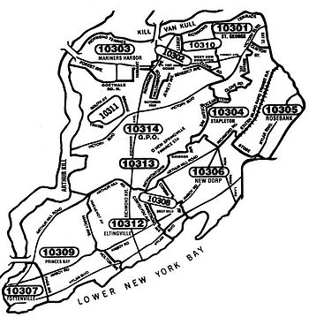Staten Island Zip Code Map  (Source: New York Jewelry.com).