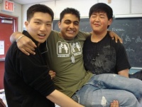 Sahil Jain (center), Johnny Wong (left), and Andrew Moon (right).