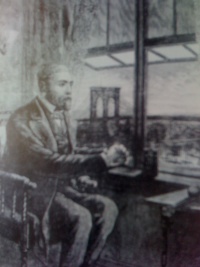 Washington Roebling at the window of his apartment.