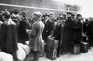 Polish immigrants waiting to board.