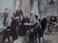 Schurz plays the piano for President Rutherford B. Hayes and family in the White House.