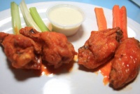 A plate of buffalo wings at Atomic Wings
