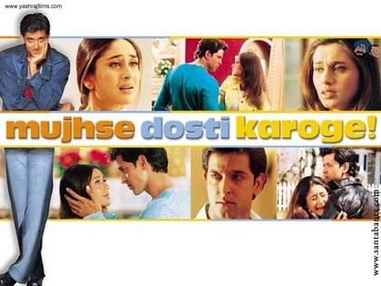 Movie poster for the movie Mujhse Dosti Karoge! (Will You be my Friend?)‎ The movie grapples with issues of friendship versus love. Which takes precedence?