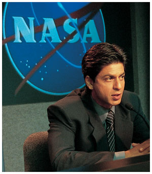 A still from the movie Swades: We the People. Here, Shahrukh Khan plays Mohan who is a NRI (non-resident Indian) working for NASA in America. Swades is one of the newer Indian films that caters to the Indian immigrant population in America.