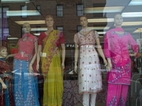 Marriage and Gender in Jackson Heights: South Asian women's dress depicted in this storefront.