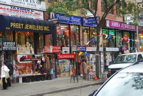 A typical street in the heart of Jackson Heights on 73rd Street and 37th Avenue