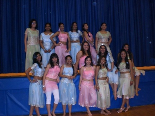 Here are the girls of the Archbishop Molloy Indian Club posing after their dance.  The growing acceptance of Indian culture is a big factor in these girls choosing to identify as Indian and to perform as part of the Indian Club. Picture courtesy Maya Shah