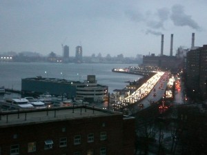 View from the dorm windows on 25th and 1st - The FDR drive and smoggy twilight. 