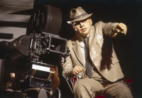 Life-size model of film director and camera