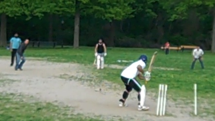 Casual Game of Cricket at Kissena Park