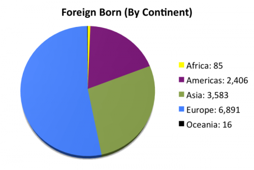 Breakdown of Foreign Born Maspeth Residents by Continent