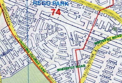    This is a picture of Rego Park today with some old street names to show the change over time. 