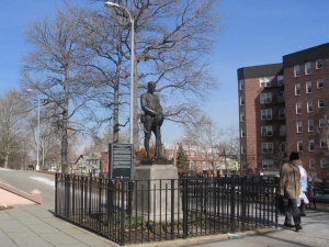 This is the doughboy sculpture in Doughboy Park