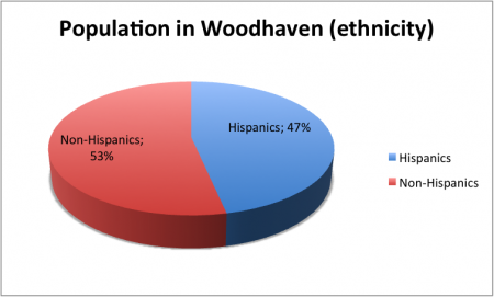 The population in Woodhaven according to ethnicity.