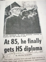  Bernard Warshauer pictured walking with the class of 1984 after receiving his diploma(picture by the Daily News, 1984)