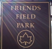The sign at the entrance to the Friends Field park. Photo credit: dg