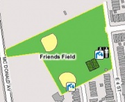 A modern map of Friends Field. Photo credit: NYC.gov/parks. (See reference #1 for details.)