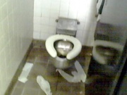 The women's bathroom is a mess. Photo credit: dg