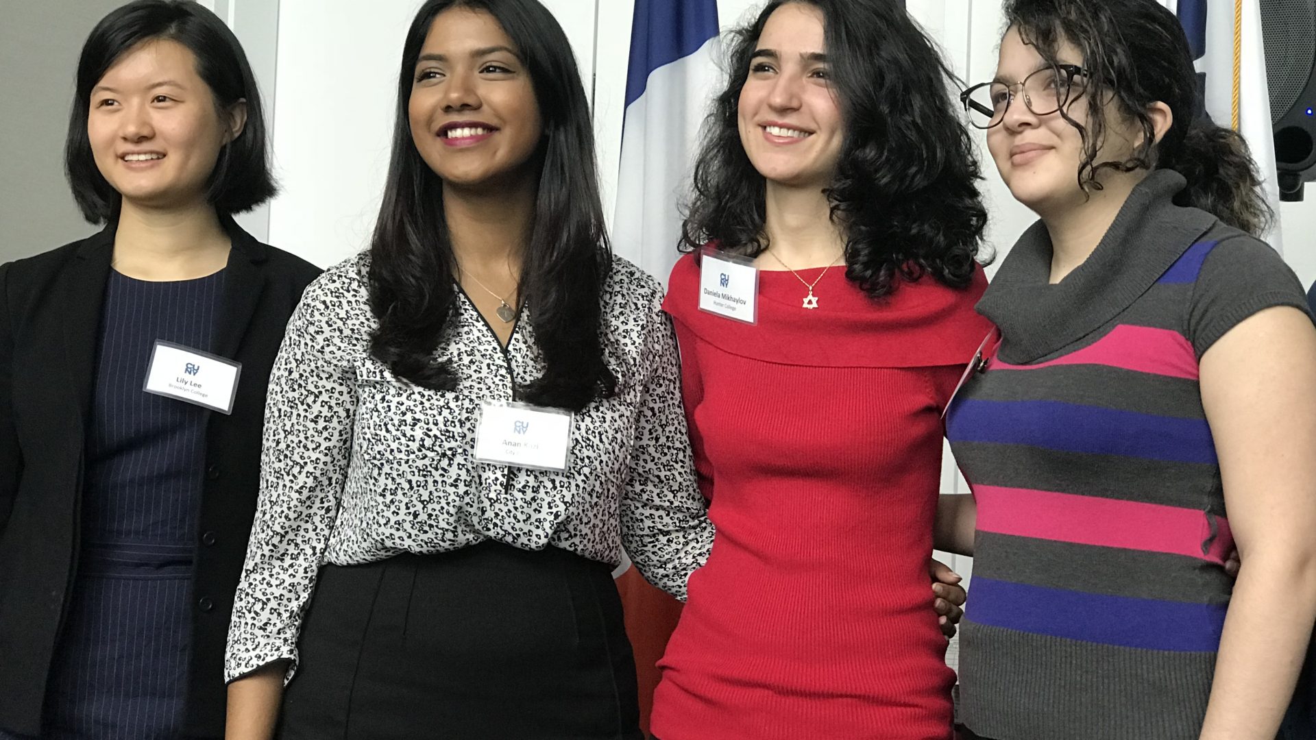 Lily Lee (Brooklyn), Anan Kazi '18 (City), Daniela Mikhaylov (Hunter) & Lisset A. Duran (John Jay) lauded for receiving Jonas E. Salk Scholarships to support future careers in medicine!