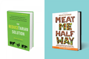 Autographed copies of The Reducetarian Solutions and Meat Me Half Way by Alumnus, Brian Kateman '11